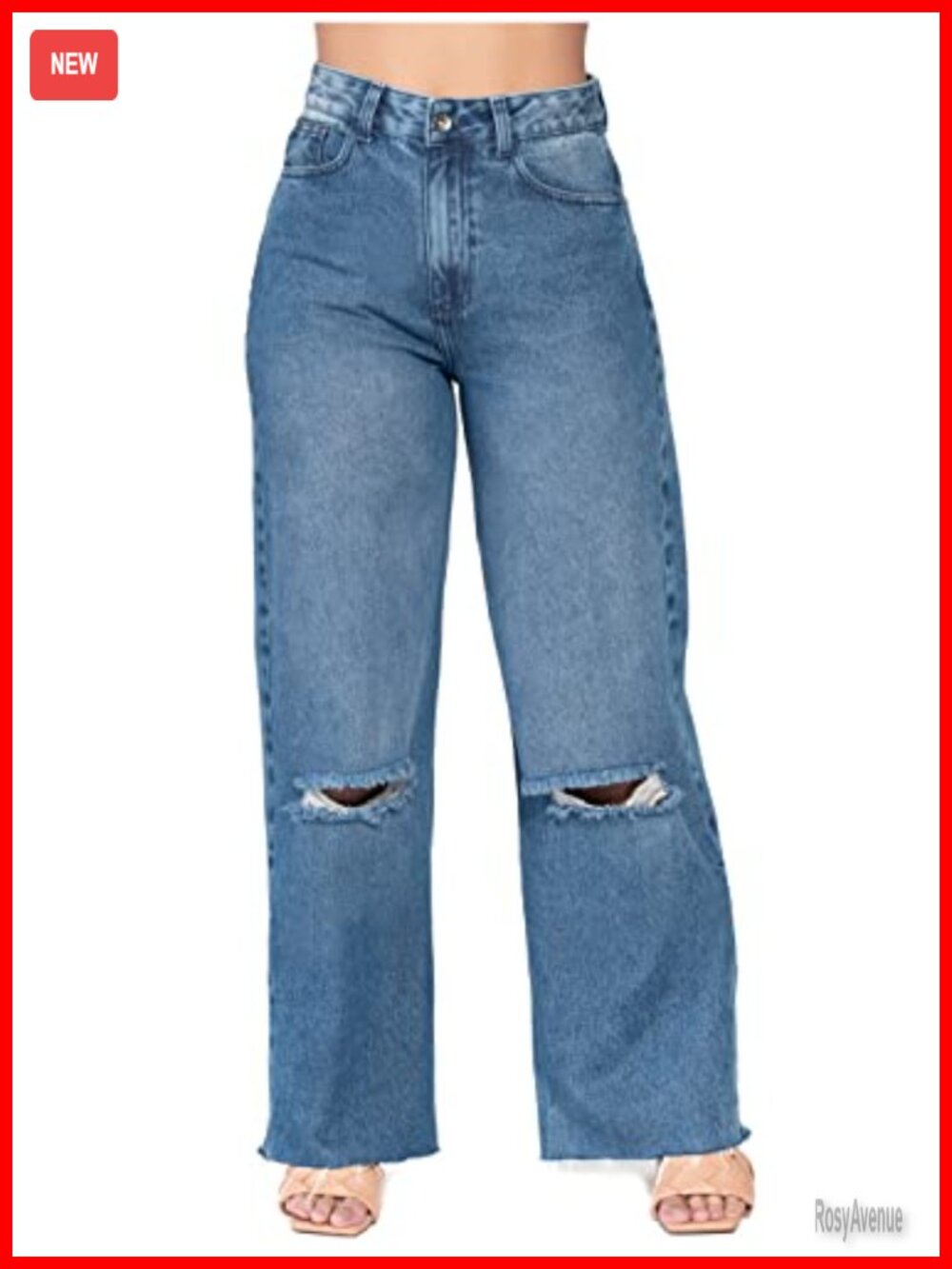 High Waisted Wide Leg Distressed Boyfriend Jeans Butt Lifting Colombian Style